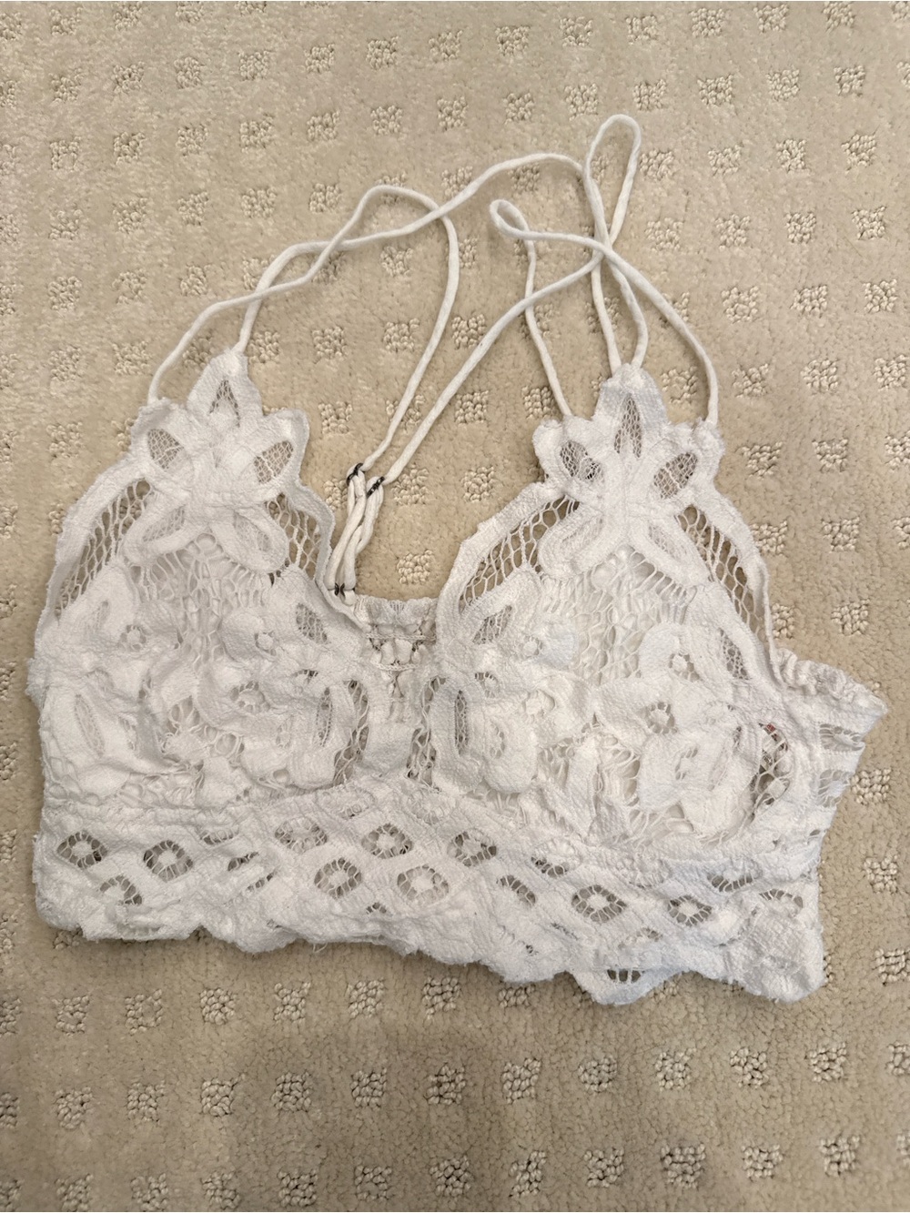 Free People FP One White Crochet Lace Bralette Halter Festival Boho XS
